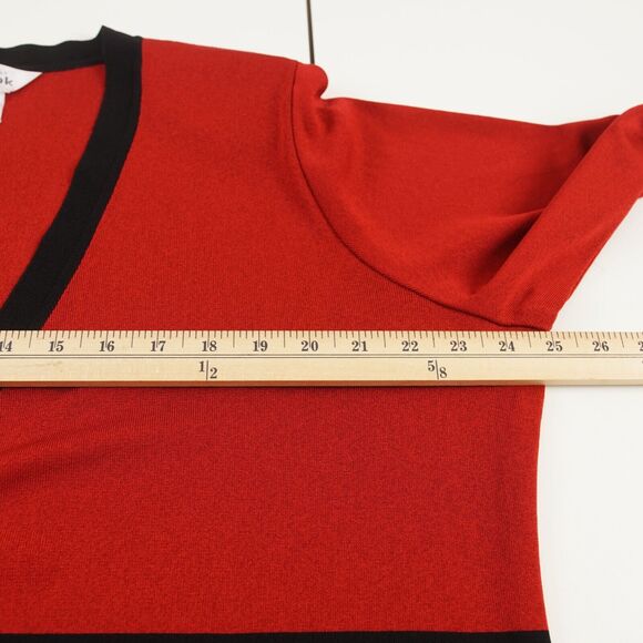 Misook Red Black Colorblock Striped Button Knit Jacket Womens Sz XL - Picture 3 of 7